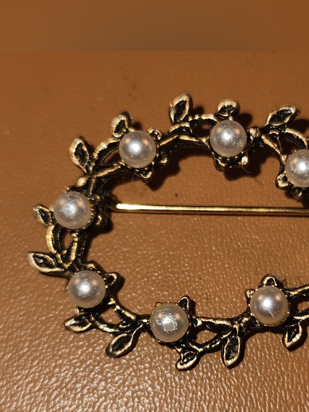 Gold Pearl Wreath Brooch - Women Jewelry